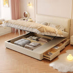 Modern Beige Genuine Leather Storage Bed Series