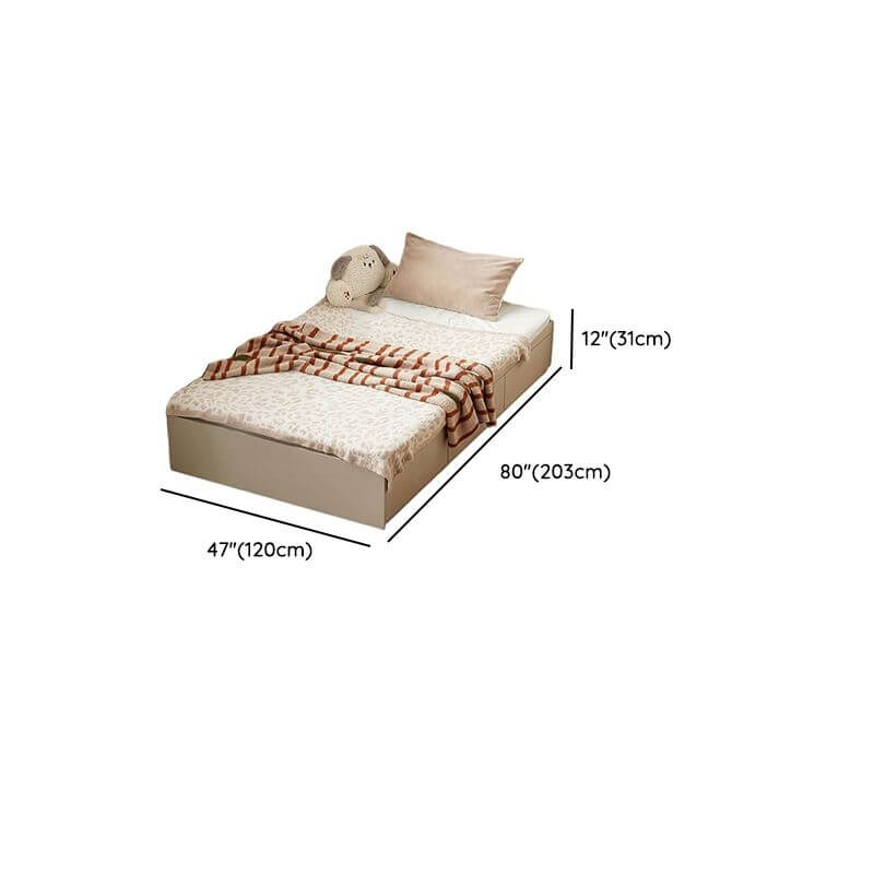 Modern Beige Storage Bed with Press-to-Open Drawers and Open Shelving Dimensions