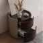 Modern Beige Wood Drawer Storage with Glass Top Nightstand