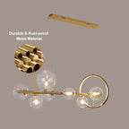 Modern Black and Gold 7-Light Glass Globe Kitchen Island Light