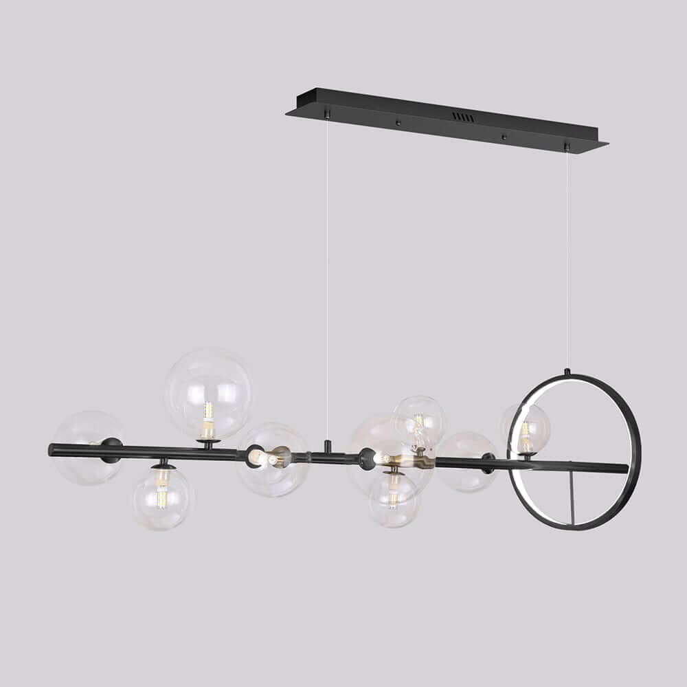 Modern Black and Gold 7-Light Glass Globe Kitchen Island Light