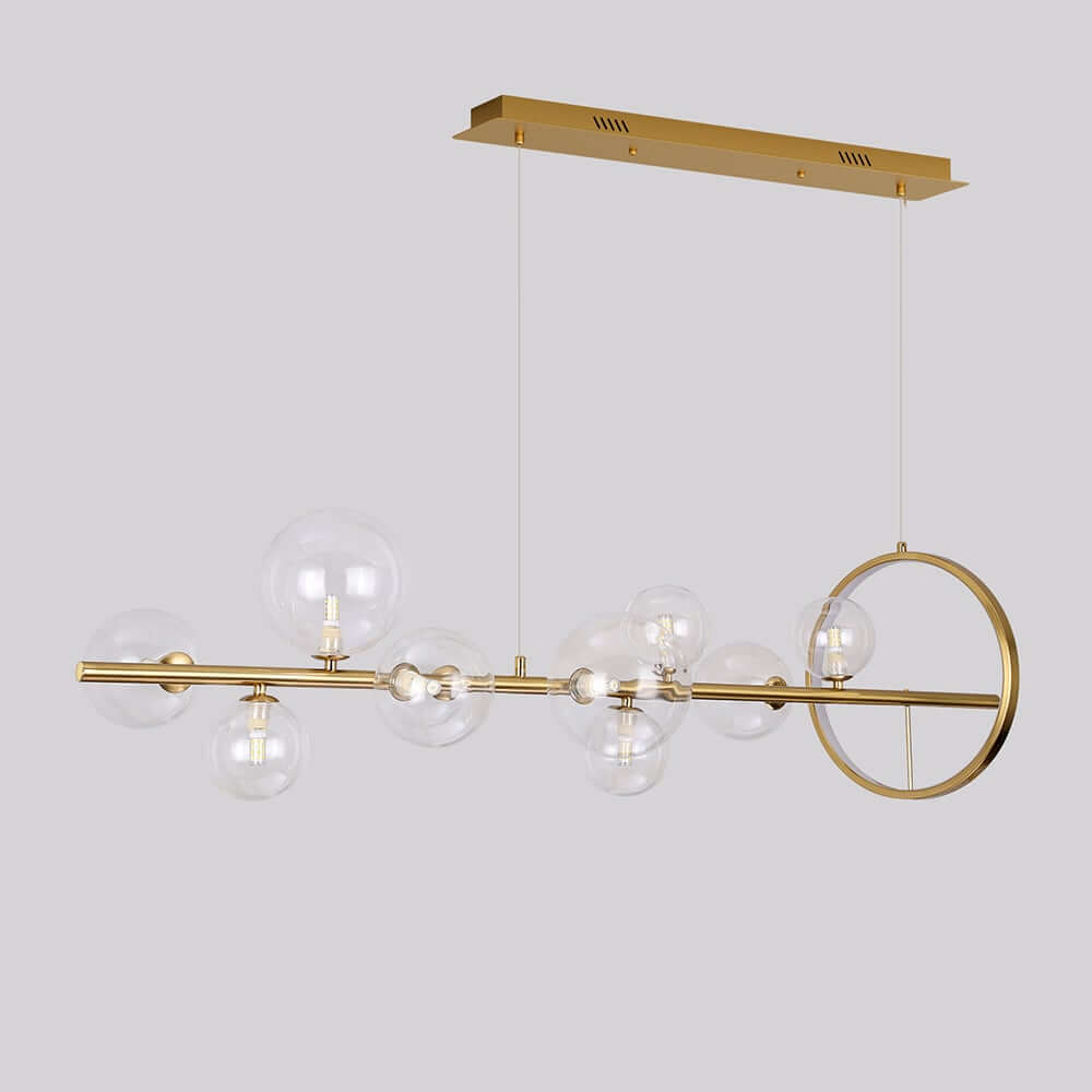 Modern Black and Gold 7-Light Glass Globe Kitchen Island Light