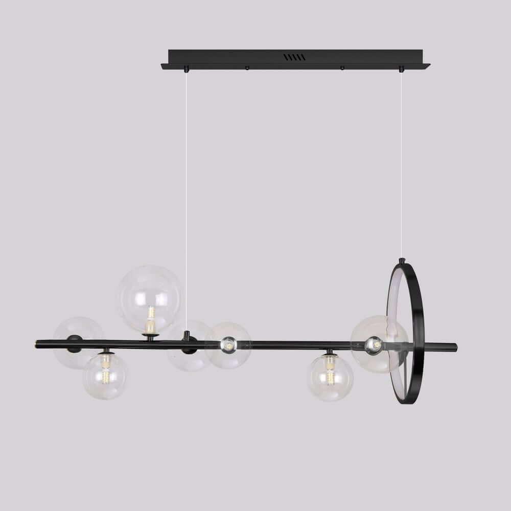 Modern Black and Gold 7-Light Glass Globe Kitchen Island Light