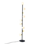 Modern Black and Gold Glass Floor Lamp with White Shades