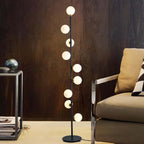 Modern Black and Gold Glass Floor Lamp with White Shades