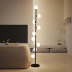 Modern Black and Gold Glass Floor Lamp with White Shades