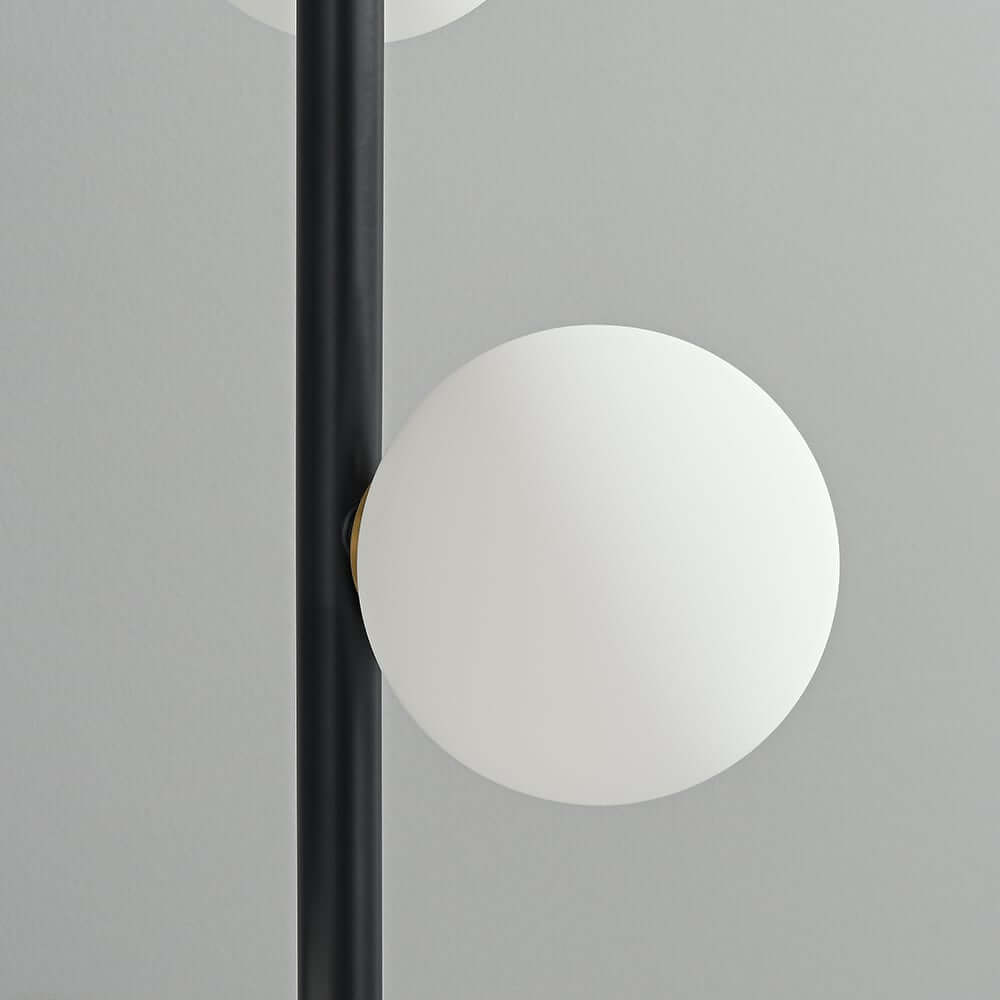 Modern Black and Gold Glass Floor Lamp with White Shades