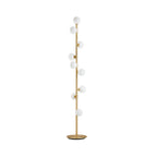 Modern Black and Gold Glass Floor Lamp with White Shades