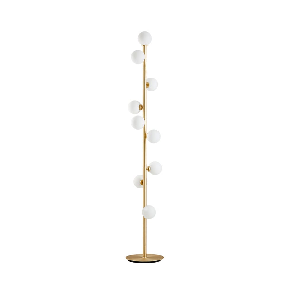 Modern Black and Gold Glass Floor Lamp with White Shades