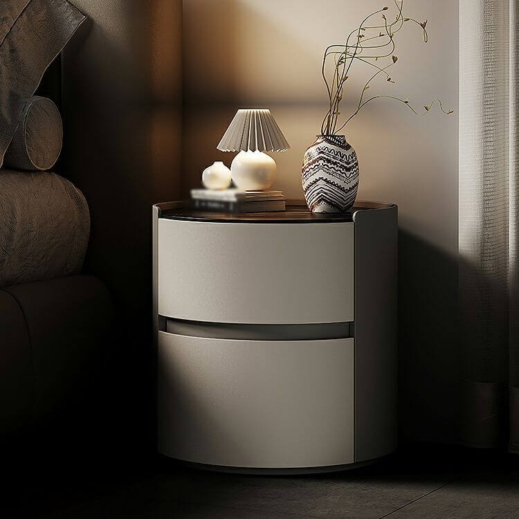 Modern Black and Gray Bedside Cabinet with Stone Top Secondary image