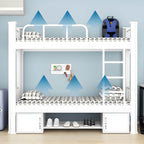 Modern Black and White Kids Bunk Bed with Safety Guardrails