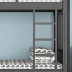 Modern Black and White Kids Bunk Bed with Safety Guardrails