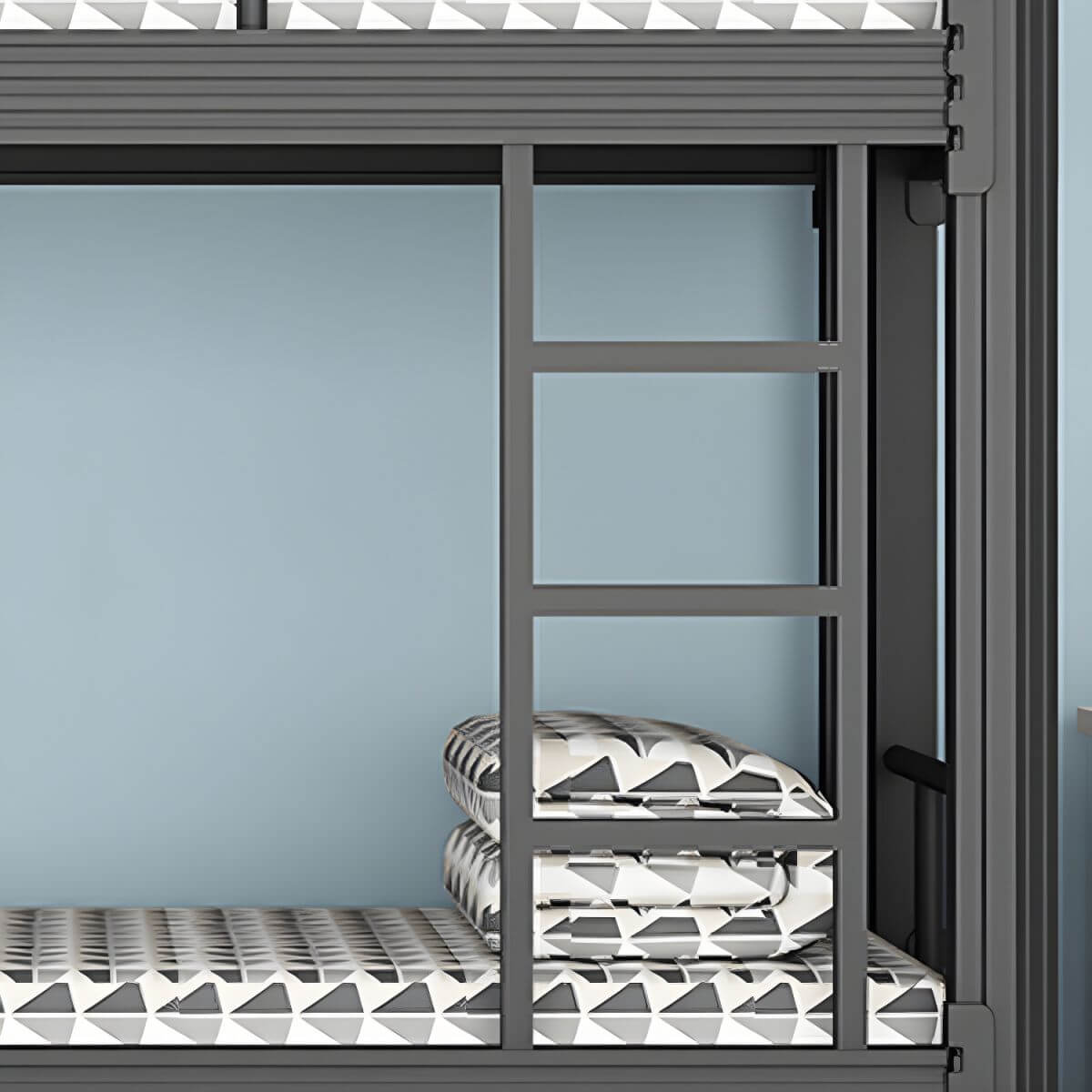 Modern Black and White Kids Bunk Bed with Safety Guardrails