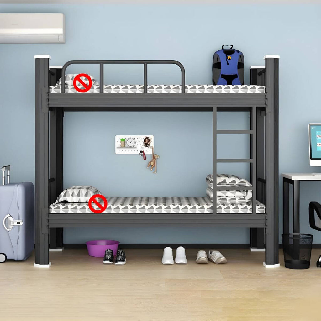 Modern Black and White Kids Bunk Bed with Safety Guardrails