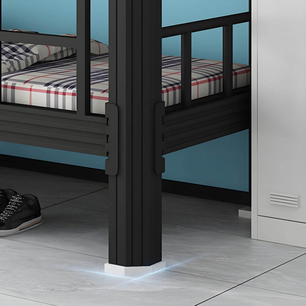 Modern Black and White Kids Bunk Bed with Safety Guardrails