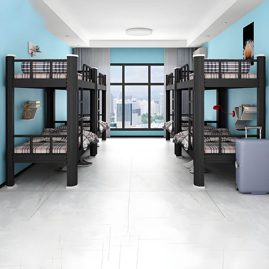 Modern Black and White Kids Bunk Bed with Safety Guardrails