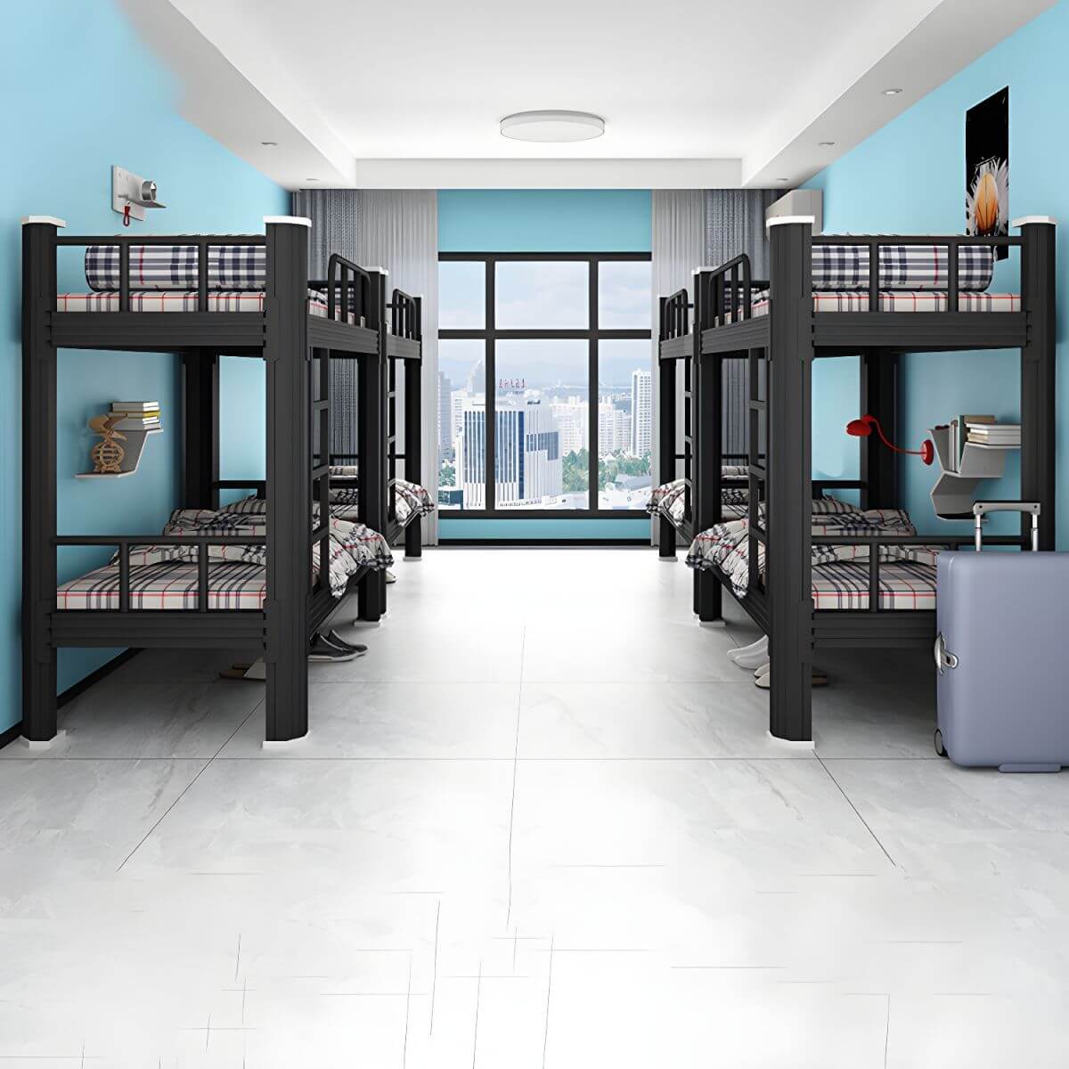 Modern Black and White Kids Bunk Bed with Safety Guardrails