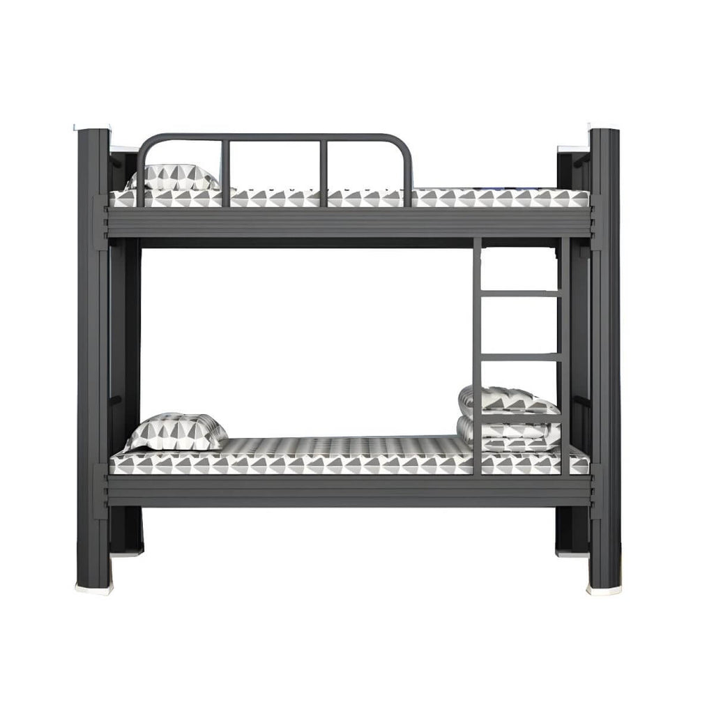 Modern Black and White Kids Bunk Bed with Safety Guardrails