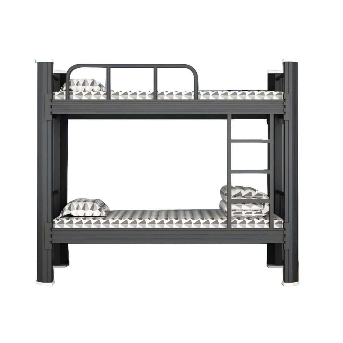 Modern Black and White Kids Bunk Bed with Safety Guardrails