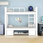 Modern Black and White Kids Bunk Bed with Safety Guardrails