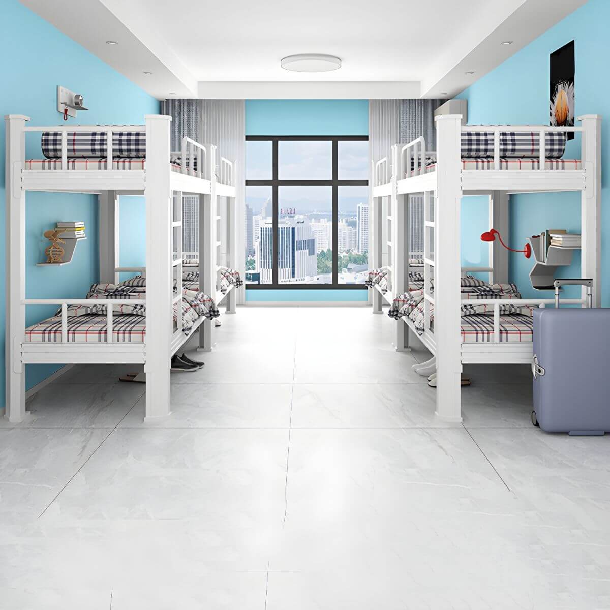 Modern Black and White Kids Bunk Bed with Safety Guardrails