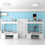 Modern Black and White Kids Bunk Bed with Safety Guardrails