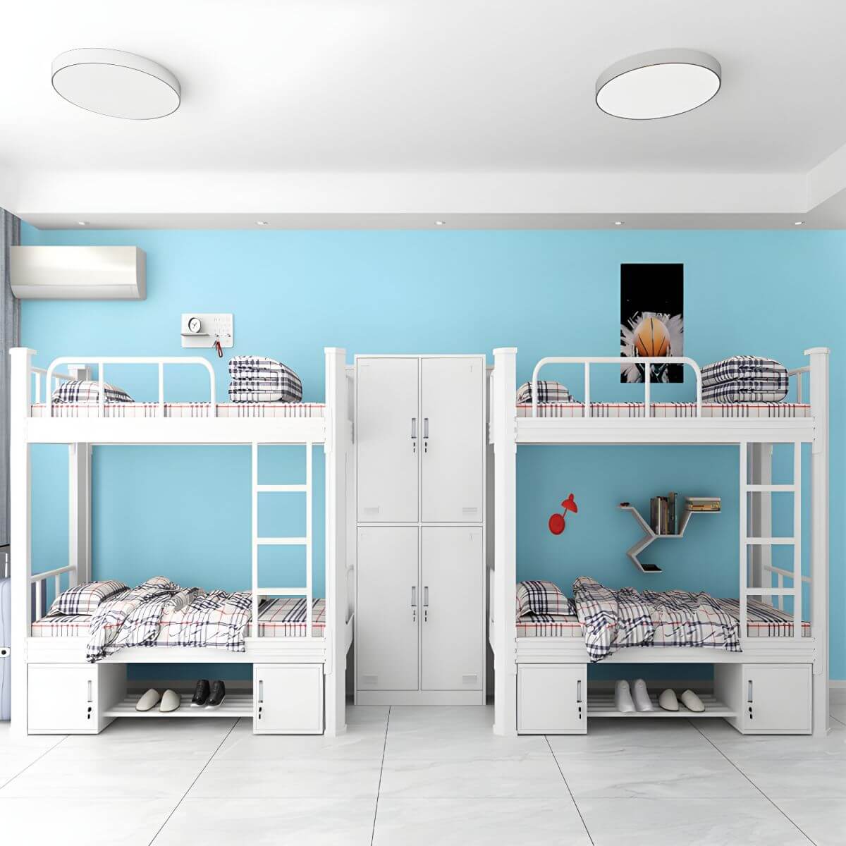 Modern Black and White Kids Bunk Bed with Safety Guardrails