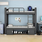 Modern Black and White Kids Bunk Bed with Safety Guardrails