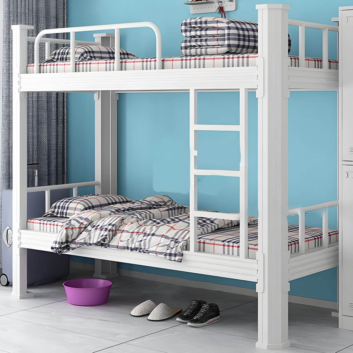 Modern Black and White Kids Bunk Bed with Safety Guardrails Secondary image