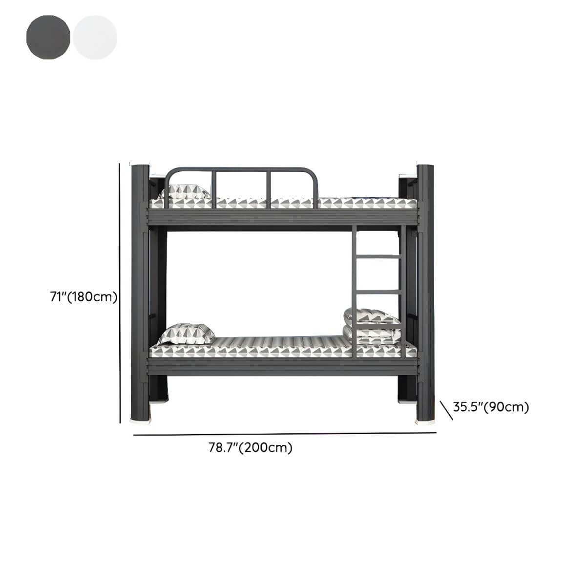 Modern Black and White Kids Bunk Bed with Safety Guardrails Dimensions