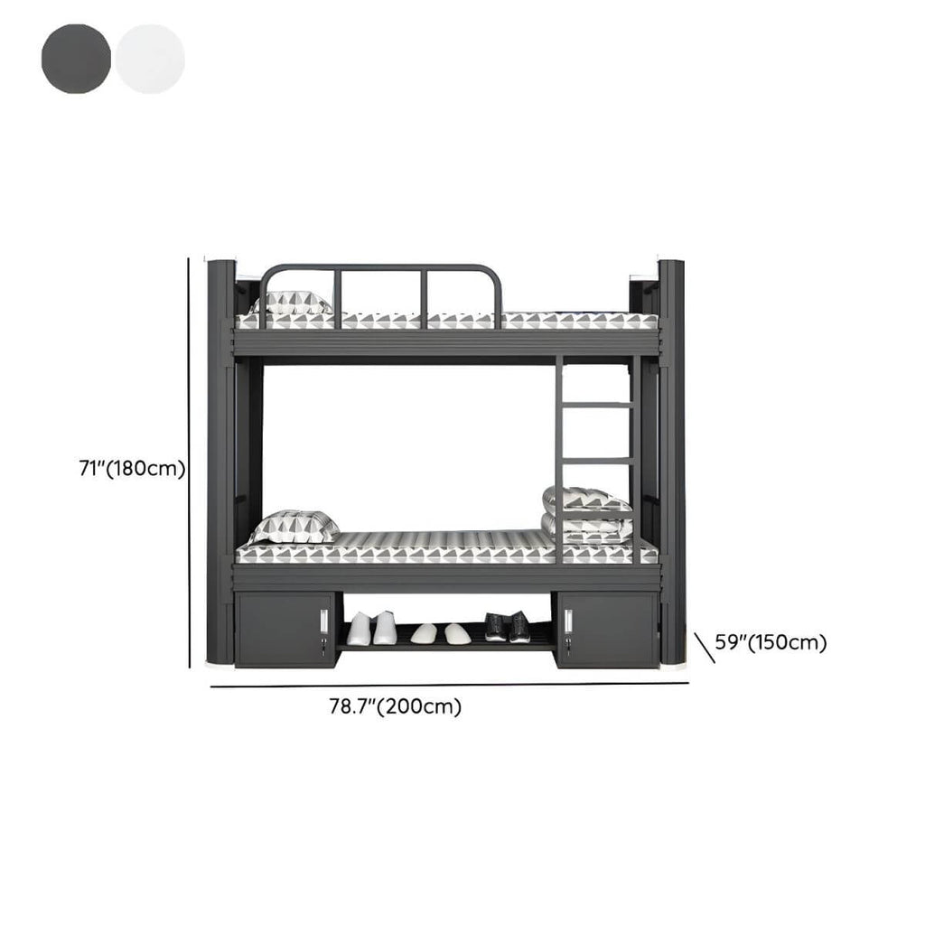 Modern Black and White Kids Bunk Bed with Safety Guardrails Dimensions