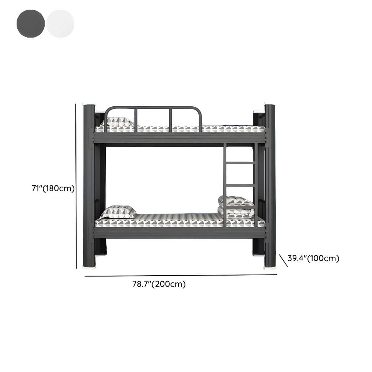 Modern Black and White Kids Bunk Bed with Safety Guardrails Dimensions