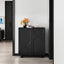 Modern Black Engineered Wood 5-Tier Shoe Storage Cabinet with Doors