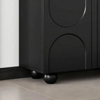 Modern Black Engineered Wood 5-Tier Shoe Storage Cabinet with Doors
