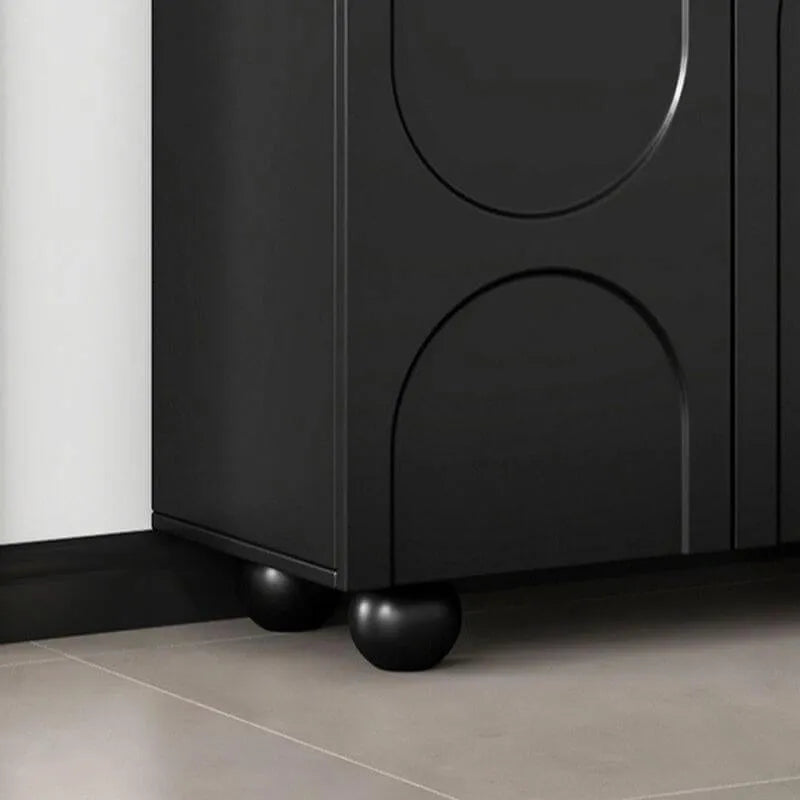 Modern Black Engineered Wood 5-Tier Shoe Storage Cabinet with Doors