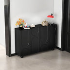 Modern Black Engineered Wood 5-Tier Shoe Storage Cabinet with Doors
