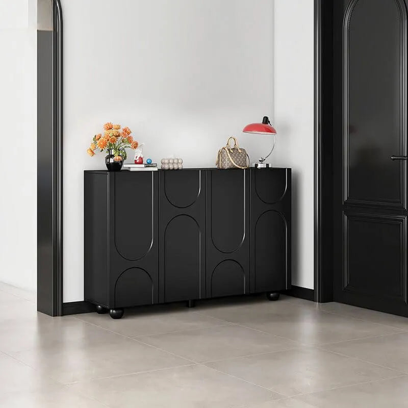 Modern Black Engineered Wood 5-Tier Shoe Storage Cabinet with Doors Main Product Image