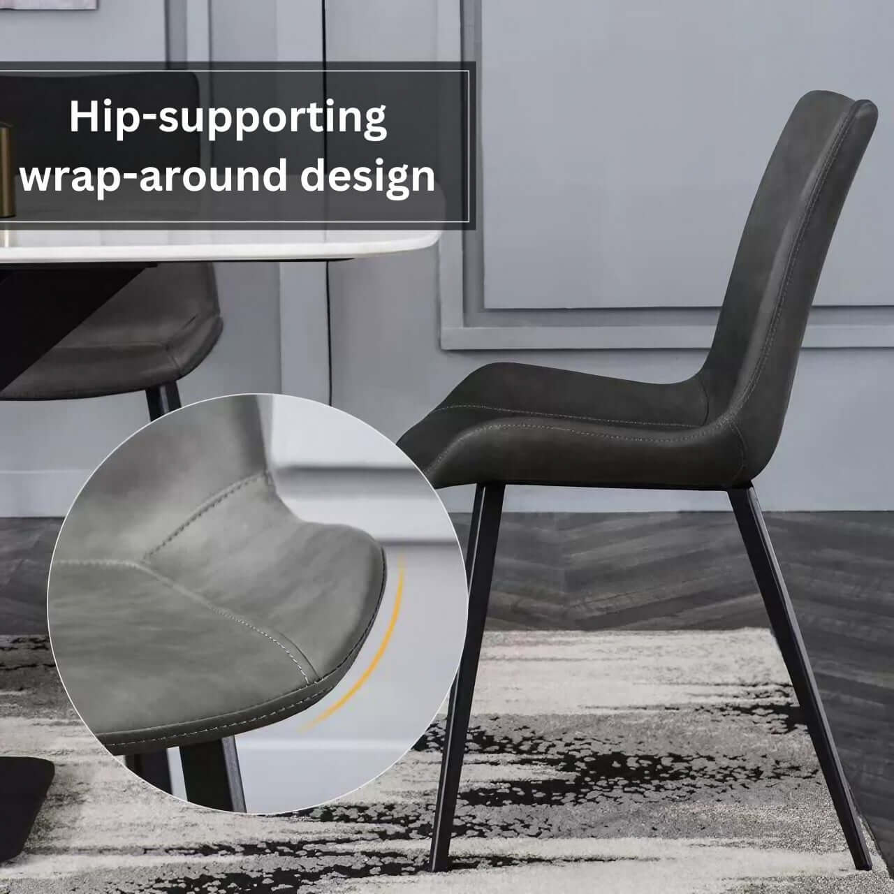 Black faux leather high-back chair with minimalist modern design for stylish seating