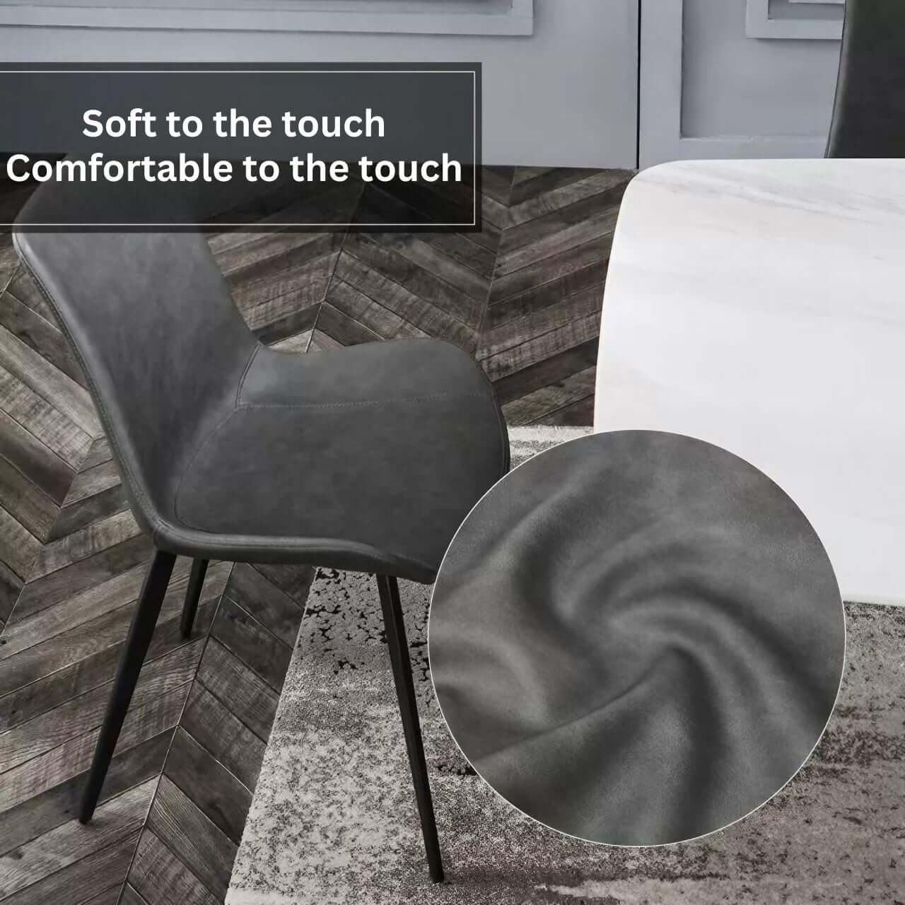 Black faux leather high-back chair with minimalist modern design for stylish seating