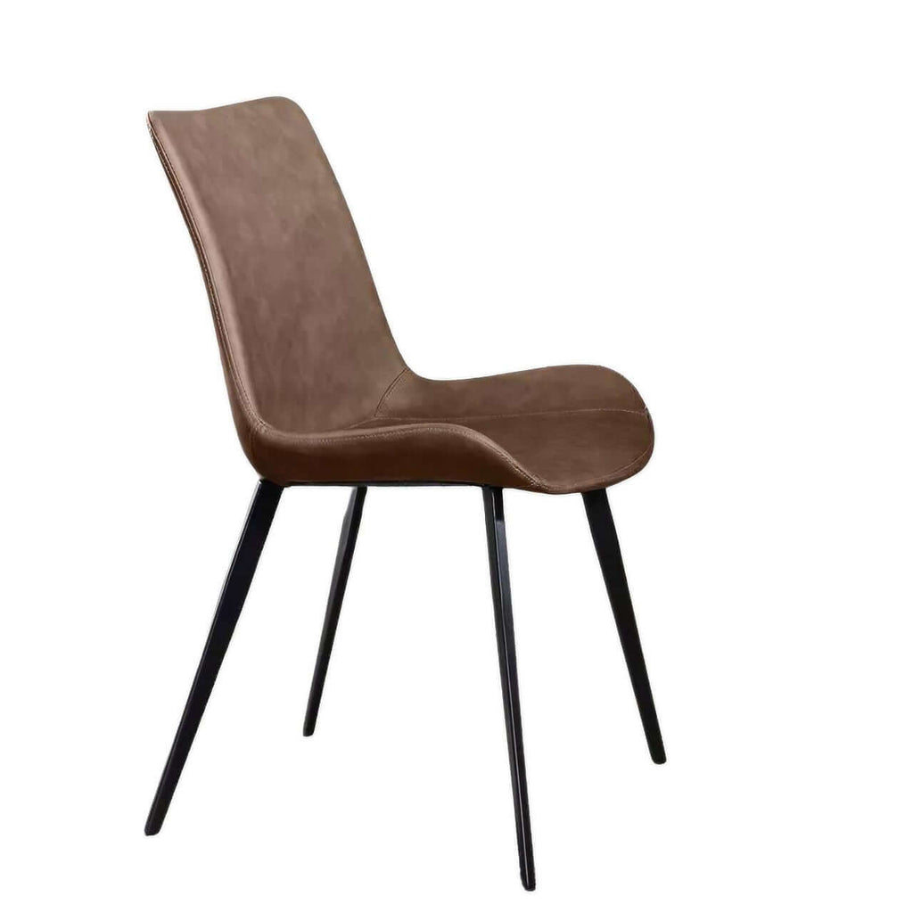 Black faux leather high-back chair with minimalist modern design for stylish seating
