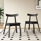 Modern Black Faux Leather Side Chair with Wood Legs