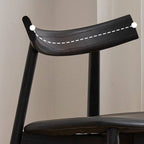 Modern Black Faux Leather Side Chair with Wood Legs