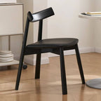 Modern Black Faux Leather Side Chair with Wood Legs