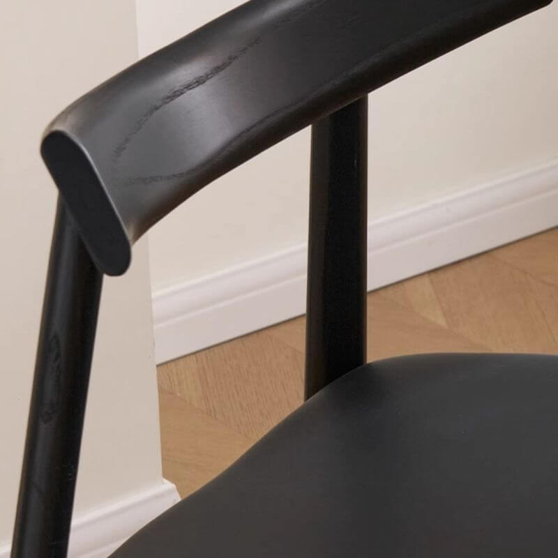 Modern Black Faux Leather Side Chair with Wood Legs