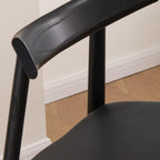 Modern Black Faux Leather Side Chair with Wood Legs