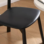 Modern Black Faux Leather Side Chair with Wood Legs