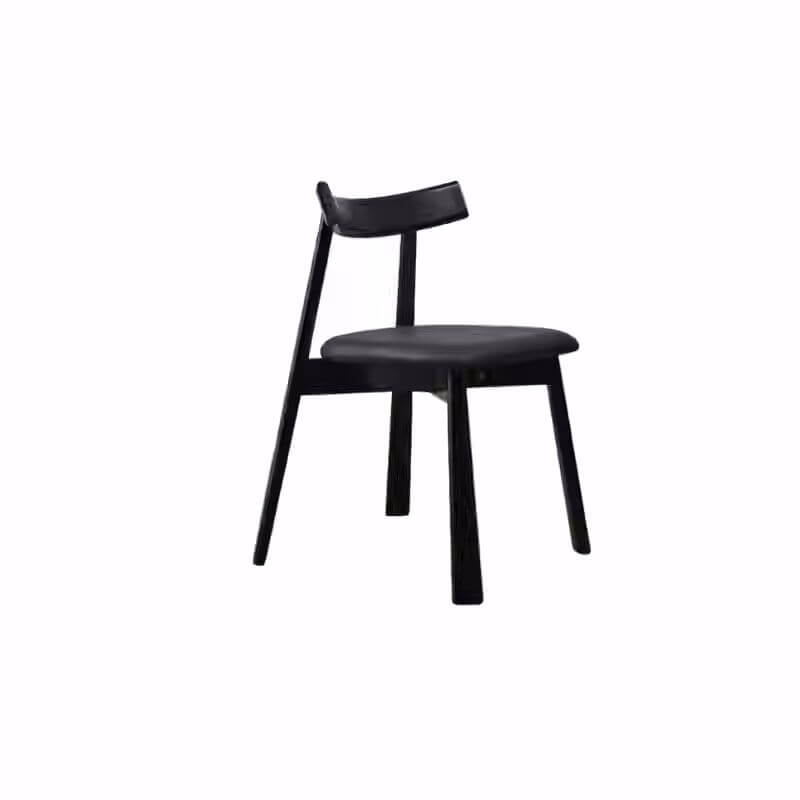 Modern Black Faux Leather Side Chair with Wood Legs