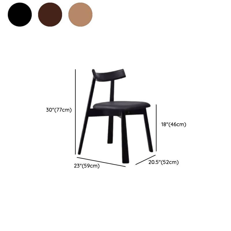 Modern Black Faux Leather Side Chair with Wood Legs Dimensions