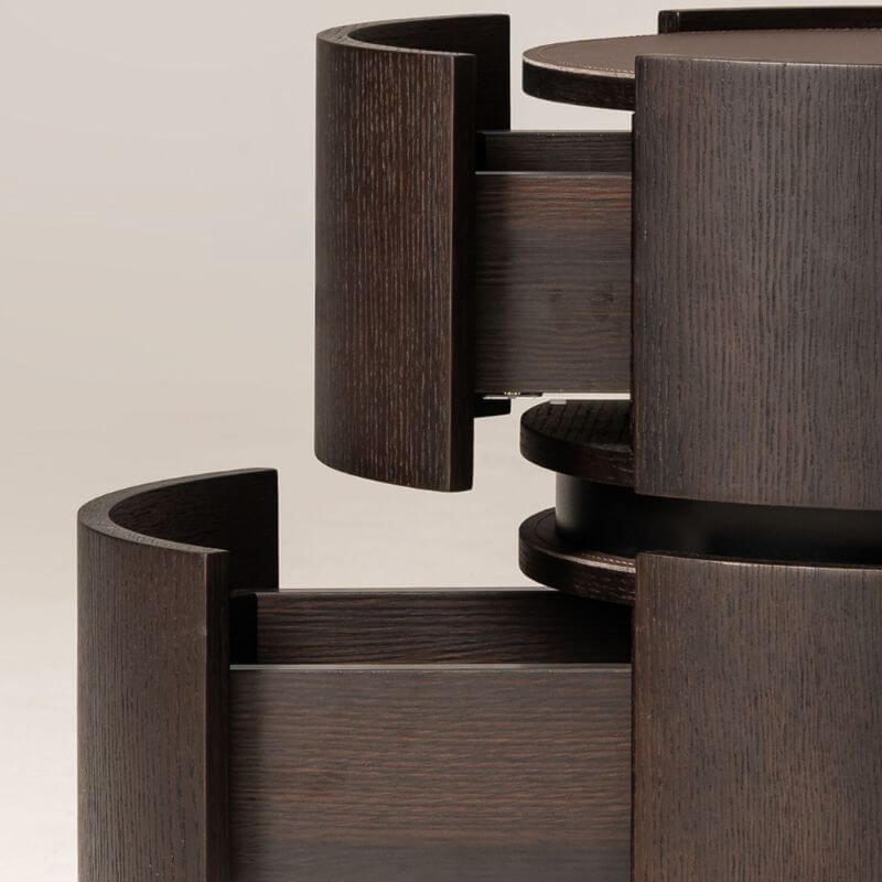 Modern Black Faux Leather Top Drawer Storage Nightstand