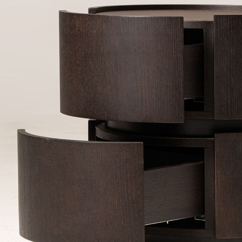 Modern Black Faux Leather Top Drawer Storage Nightstand